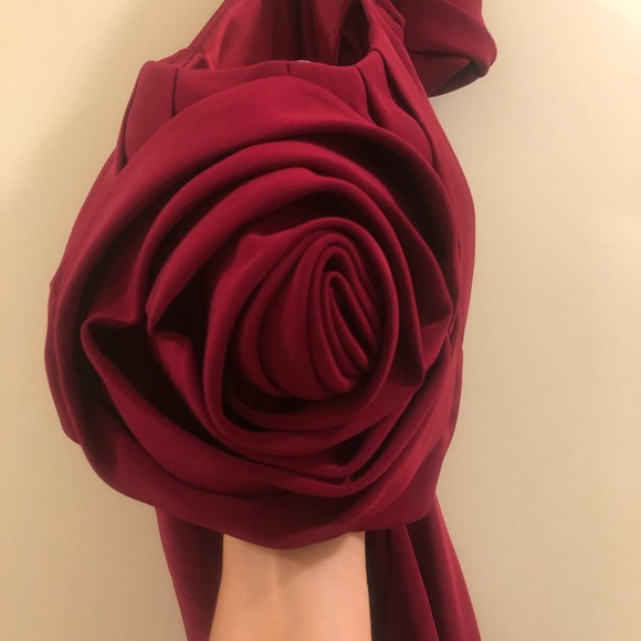 ABS by Allen Schwartz Rosette Backless Cocktail or Homecoming Dress, Red, 6 - Picture 7 of 13